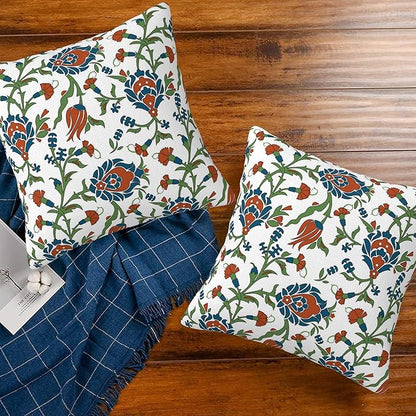 Throw Pillow Cover Case Vintage Floral Pillow Covers 16x16 Inch Set of 2,Soft Decorative Throw Pillow Case for Living Room Bedroom Sofa Couch Cushion Covers
