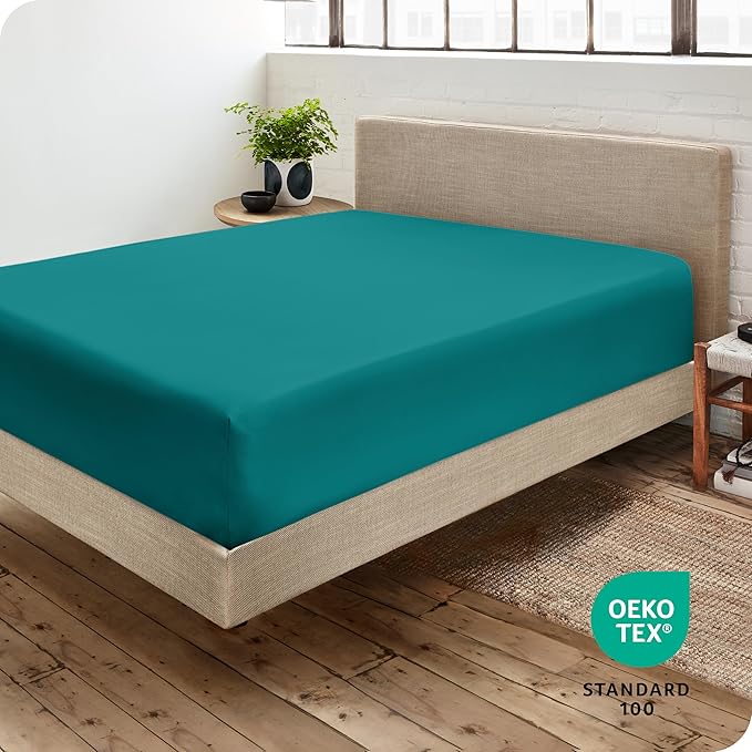 Bare Home Fitted Bottom Sheet Queen Size - Premium 1800 Microfiber - Ultra-Soft Hotel Luxury - Deep Pocket - Durable and Long Lasting - Fitted Sheet (Queen, Emerald)