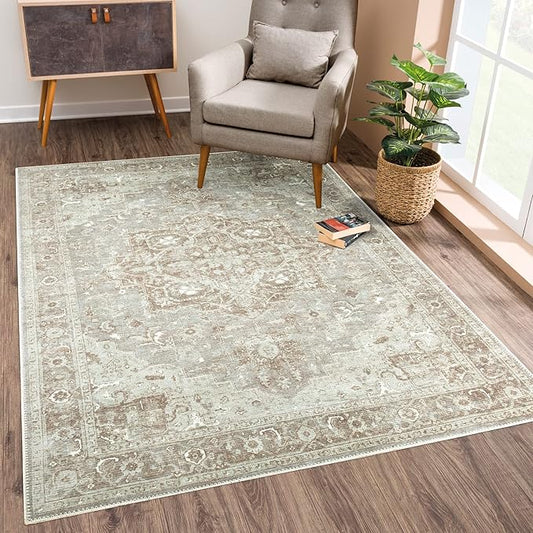 Bloom Rugs Washable Non-Slip 10x14 Rug - Beige/Gray Traditional Oriental Area Rug for Living Room, Bedroom, Dining Room, and Kitchen - Exact Size: 10' x 14'
