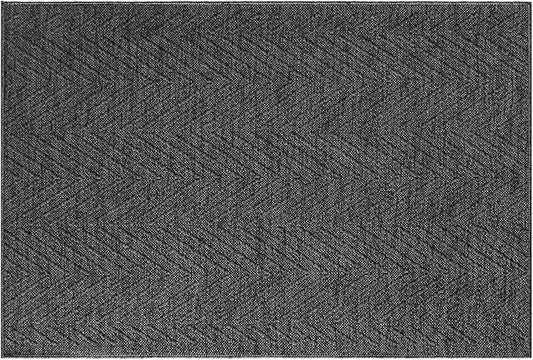 TOWN & COUNTRY BASICS Pax Herringbone Textured Solid Everwash® Washable Area Rug, Low Pile, Non-Slip Backing, Easy Clean Pet & Family Friendly Rug, Dark Grey, 1'11"x2'11"