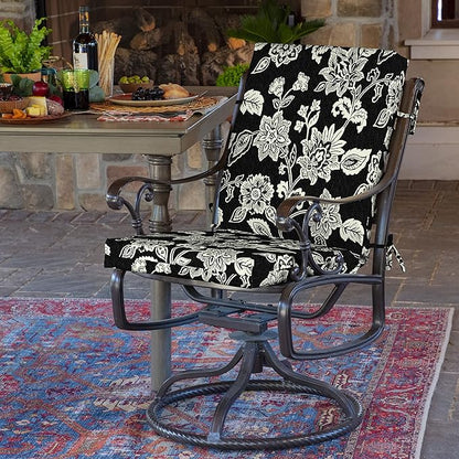 Arden Outdoor Dining Chair Cushion, 20 x 20, Rain-Proof, Fade Resistant, Ashland Black Jacobean