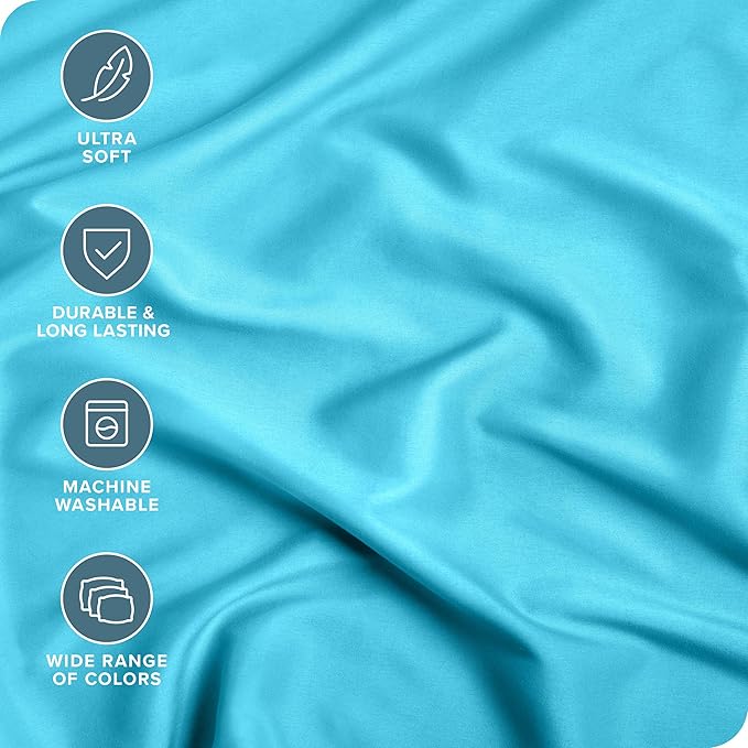 Bare Home 2-Pack Fitted Bottom Sheets Twin - Premium 1800 Ultra-Soft Wrinkle Resistant Microfiber - Deep Pocket (Twin, Aqua)