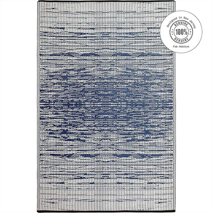 Fab Habitat Outdoor Rug - Waterproof, Fade Resistant, Crease-Free - Premium Recycled Plastic - Distressed Abstract Stripes - Patio, Deck, Porch, Balcony, Laundry Room - Brooklyn - Blue - 4 x 6 ft