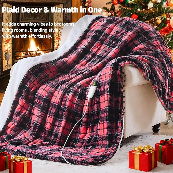Pink Heated Weighted Blanket for Adults Throw/Twin Size 13Lbs, 50"x60", 2-in-1 Electric Heating Pad Lap Heavy Blanket for 120-140lbs, 10 Heat Level 1-8H Auto-Off, Birthday Gifts for Women Mom Girls
