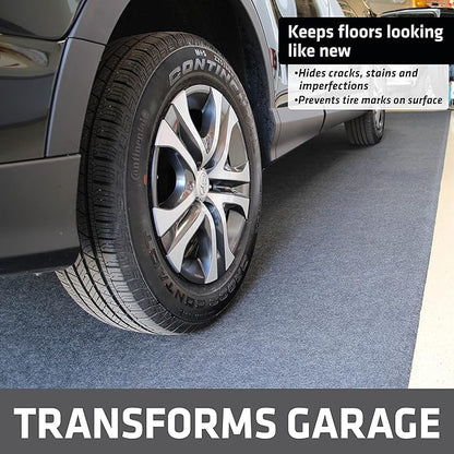 Drymate Garage Floor Mat, (17' x 7'4"), Protects Surfaces, Transforms Garage, Absorbent, Waterproof, Durable (USA Made) (Charcoal) (Includes Double Sided Tape)