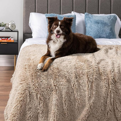 PetAmi Waterproof Dog Blanket for Large Dog, Calming Pet Blanket Bed Couch Cover Protector, Washable Sherpa Faux Fur Throw for Sofa Furniture Protection, Soft Fluffy 60x80 Taupe
