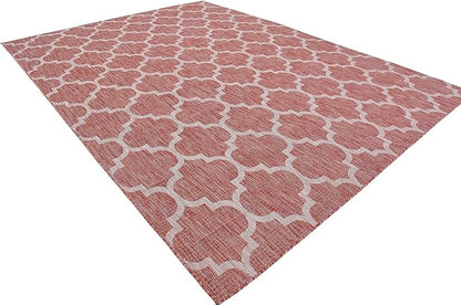 Unique Loom Outdoor Trellis Collection Area Rug (9' x 12' Rectangle, Rust Red/ Ivory)