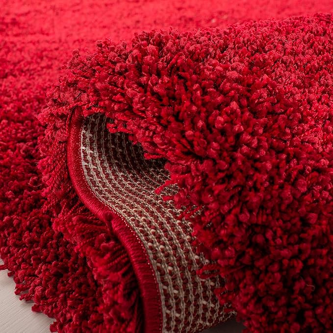 SAFAVIEH Milan Shag Collection Area Rug - 3' Square, Red, Solid Design, Non-Shedding & Easy Care, 2-inch Thick Ideal for High Traffic Areas in Living Room, Bedroom (SG180-4040)