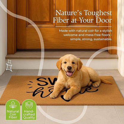 Coir Door Mats 17" X 30", Non-Slip Sturdy, PVC Backed Heavy Duty, Easy to Clean, Ideal for Door Entrance, Patio, Porch, Backyard, Garages, Sweet Home with Hearts