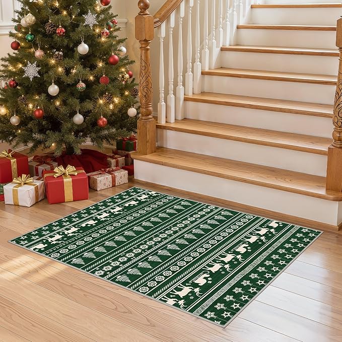 Abstract Living Room Rug 2X3 - Modern Washable Christmas Soft Thin Area Rug for Living Room Bedroom Under Dining Table - Neutral Indoor Floor Rug Carpets for Home Office Playroom Nursery - Brown