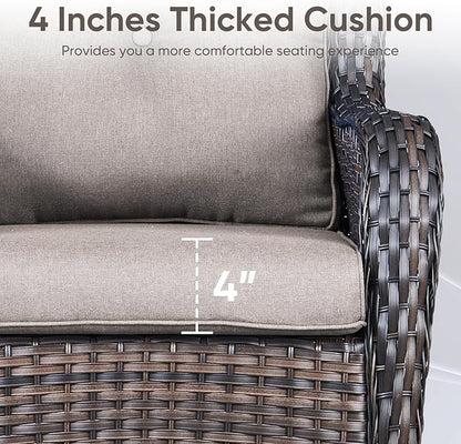 Patio Chair Cushions 6 Packs - Outside High Back Thick Water-Resistant Cushion 22x24 with Zipper Cover for Outdoor Glider Rocking Chairs Loveseat 3-Seater Couch Sofa – Grey/Buckle