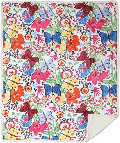 CARSTENS, INC. Ultra Premium Super Soft Plush Sherpa Fleece Oversized Throw Blanket 54" x 68", Butterfly