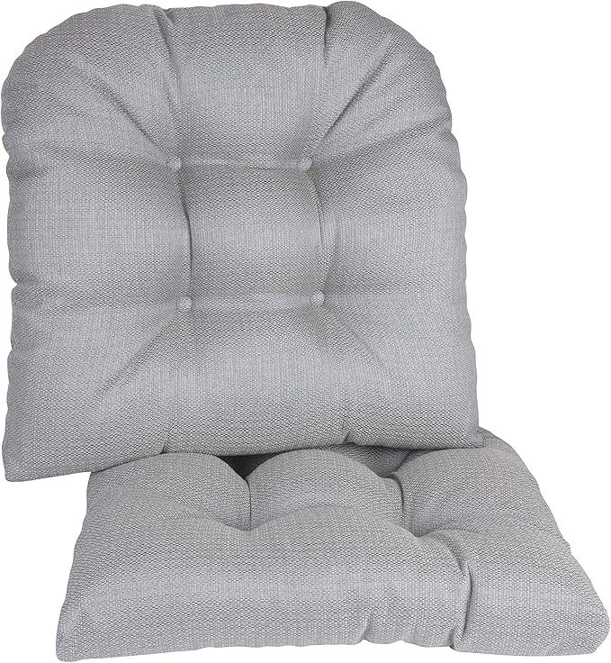 Klear Vu Gripper Overstuffed Universal Non-Slip Dining Chair Cushions for Kitchen Decor or Office Use, U-Shaped Skid-Proof Seat Pad, 17x17 Inches, 2 Count (Pack of 1), Solid Gray