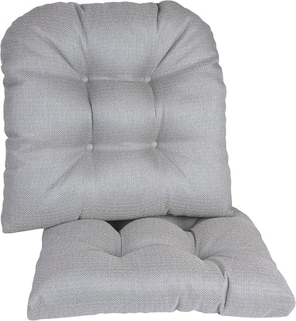 Klear Vu Gripper Overstuffed Universal Non-Slip Dining Chair Cushions for Kitchen Decor or Office Use, U-Shaped Skid-Proof Seat Pad, 17x17 Inches, 2 Count (Pack of 1), Solid Gray