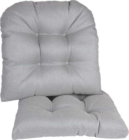Klear Vu Gripper Overstuffed Universal Non-Slip Dining Chair Cushions for Kitchen Decor or Office Use, U-Shaped Skid-Proof Seat Pad, 17x17 Inches, 2 Count (Pack of 1), Solid Gray