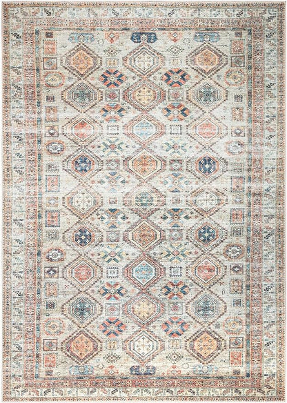 Keen Home Design 5x7 Rug - Machine Washable Area Rug with Non-Slip Backing, Ideal for Living Room, Dining Room, Bedroom - Vintage, Easy Clean, Durable, Low Pile Rug - (5' x 7')