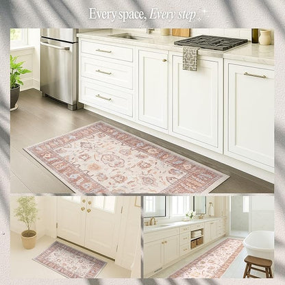 Fame Rugs Brown Modern Oushak Rug 2x3, Vintage Doormat Turkish Colorful Oriental Antique Inspired Washable Small Area Rug, Luxury Living Room Bedroom (383BB, 2' x 3')