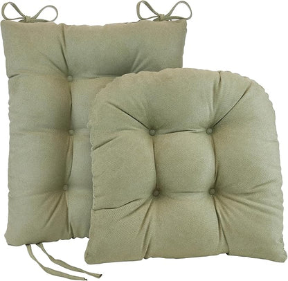 Klear Vu Omega Non-Slip Rocking Chair Cushion Set, Assembled in USA, Thick Padding & Tufted Design, Includes Seat Pad & Back Pillow with Ties, 17x17 Inches, 2-Piece Set, Twillo Thyme
