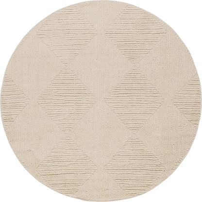 nuLOOM Kerry Beige, 6' Round, Geometric, Soft and Cozy, High Traffic, Stain Resistant, Easy Clean, Durable Area Rug for Bedroom, Living Room, Dining Space, Den, Foyer, Entryway
