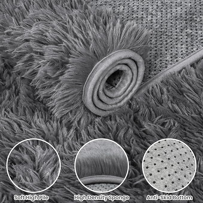 5x7 Area Rugs for Living Room Rug: Soft Fluffy Shag Light Gray Rugs for Bedroom, Non-Slip Large Fuzzy Plush Rug Indoor Floor Carpet for Nursery Kids Boys Girls Room, Dorms, Playroom, Modern Home Decor