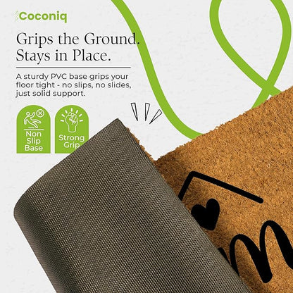 Coir Door Mats 17" X 30", Non-Slip Sturdy, PVC Backed Heavy Duty, Easy to Clean, Ideal for Door Entrance, Patio, Porch, Backyard, Garages, A Home Made of Love