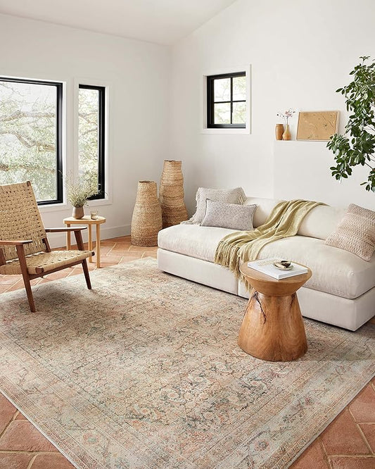 Loloi Adrian Collection ADR-01 Natural/Apricot 5'-0" x 7'-6", .19" Thick Area Rug