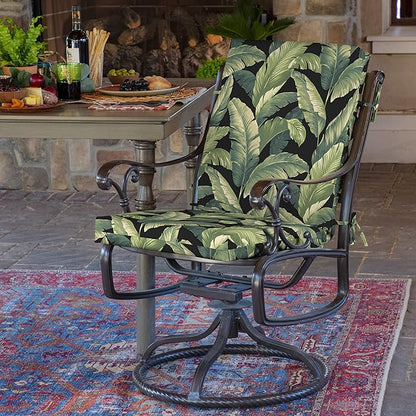 Arden Outdoor Dining Chair Cushion, 2 Pack, 20 x 20, Rain-Proof, Fade Resistant, Onyx Cebu