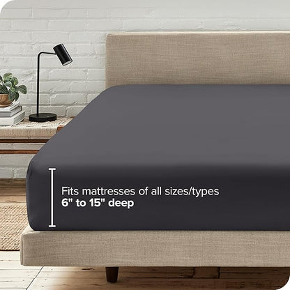 Bare Home Fitted Bottom Sheet Twin XL Size - Premium 1800 Microfiber - Ultra-Soft Hotel Luxury - Deep Pocket - Durable and Long Lasting (Twin XL, Forged Iron Grey)