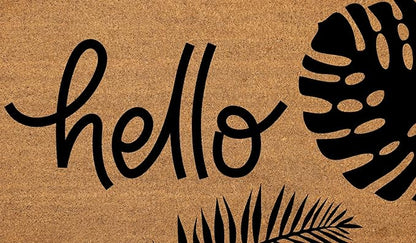 Coir Door Mats 17" X 30", Non-Slip Sturdy, PVC Backed Heavy Duty, Easy to Clean, Ideal for Door Entrance, Patio, Porch, Backyard, Garages, Hello - Black Leaves