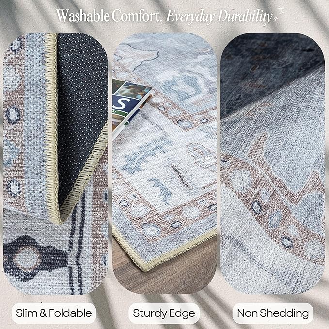 Fame Rugs Gray Modern Oushak Rug 10x13, Vintage Turkish Colorful Oriental Washable Antique Inspired Oversize Area Rugs, Luxury Living Room Bedroom (Gbeige, 10' x 13')