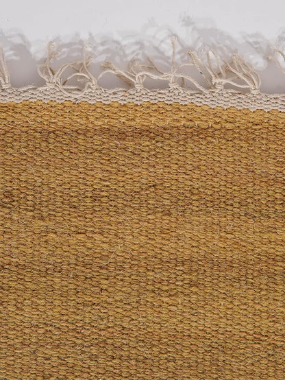 Rugsotic Carpets Hand Woven Flat Weave Kilim Wool 4'x6' Area Rug Solid Gold D00111
