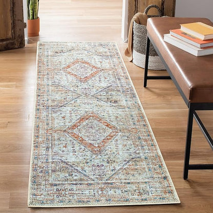Bloom Rugs Washable Non-Slip 12 ft Runner - Peach/Beige Traditional Runner for Entryway, Hallway, Bathroom, and Kitchen - Exact Size: 2.5' x 12'
