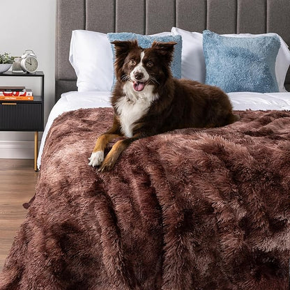 PetAmi Waterproof Dog Blanket for Small Medium Dogs, Calming Fleece Cat Blanket, Couch Protector Washable Sherpa Faux Fur Pet Throw for Puppy, Soft Reversible 29x40 Tie-Dye Brown