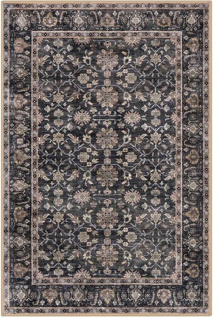KUTA Vintage Floral Entryway Rug 2x3, Kitchen Rugs Non-Slip Washable Throw Rug, Brown Ultra Thin Soft Print Front Door Mat Indoor Doormat for Entrance, Bedside, or Small Spaces