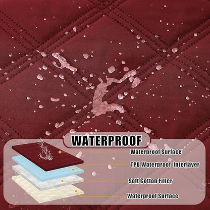 Smiry Waterproof Dog Bed Cover Blanket 30x53, Soft Reversible Pet Blanket, Washable Leakproof Cats Dogs Couch Cover for Sofa, Couch, Furniture, Lattice, Wine Red/Beige
