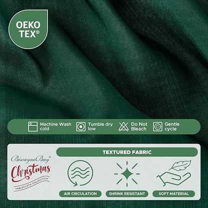 Biscaynebay Wrap Around Bed Skirts for King & Cal King Beds 15" Drop, Christmas Hunter Green Adjustable Elastic Dust Ruffles Easy Fit Wrinkle & Fade Resistant Silky Luxurious Fabric Machine Washable