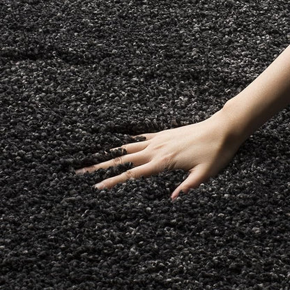 SAFAVIEH Milan Shag Collection Area Rug - 8' Square, Dark Grey, Solid Design, Plush 1.8-inch Thick, Non-Shedding, Ideal for High Traffic Areas in Living Room, Bedroom, Dining Room (SG180-8484-8SQ)
