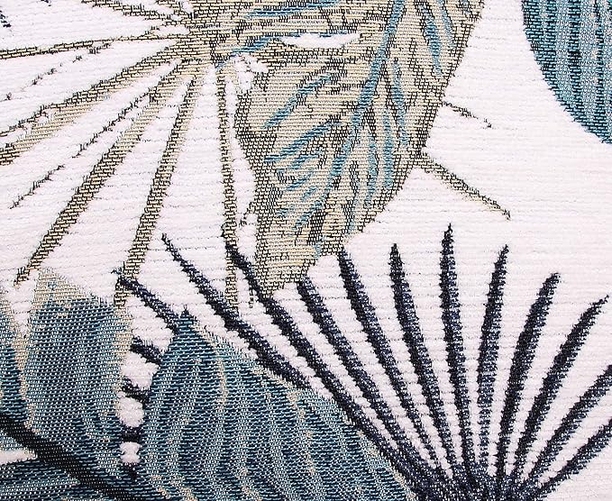 Yeiotsy Party Decoration, Tropical Leaf Throw Pillow Cover for Sofa Decorative Pillow Case Jacquard Chenille (Teal, 18 x 18 Inches)