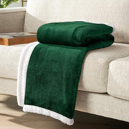 PAVILIA Sherpa Fleece Throw Blanket for Couch, Twin Size, Emerald Green, Plush Soft Fuzzy Sofa Blanket, Cozy Reversible Winter Throw for Women Men, 60x80 Inches