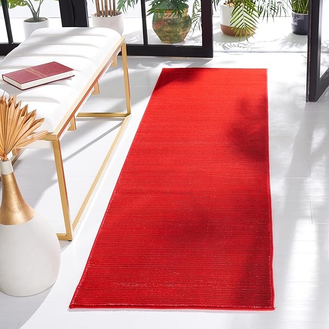 SAFAVIEH Vision Collection Runner Rug - 2'2" x 8', Red, Modern Ombre Design, Non-Shedding & Easy to Clean, Ideal for Entryway, Foyer, Bedroom, Hallway (VSN606Q)