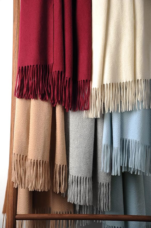 EP Mode 100% Pure Cashmere Throw Blanket for Sofa, Classic Design with Gift Box (Rugby Tan)