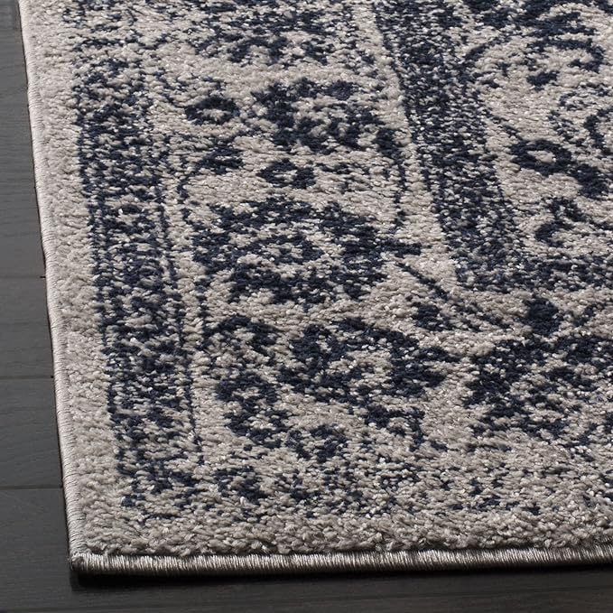 SAFAVIEH Adirondack Collection Area Rug - 5'1" x 7'6", Grey & Navy, Distressed Vintage Floral Design, Non-Shedding & Easy to Clean, Ideal for Living Room, Bedroom, Dining Space (ADR109P)