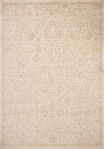 Loloi Chris Loves Julia Palma Collection PLM-01 Ivory/Sand 3'-6" x 5'-6" Fringe Accent Rug Vintage Style Boho Living Room Bedroom Carpet