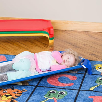 Sprogs Deluxe Heavy-Duty Childrens Standard 52"L Stackable Daycare Cot with Easy Lift Corners Cots for Preschool Kids Sleeping, Resting, and Naptime