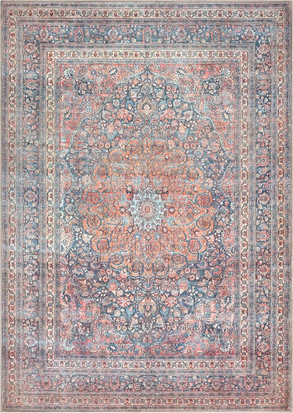 Bloom Rugs Washable Non-Slip 10x14 Rug - Multicolor Traditional Medallion Area Rug for Living Room, Bedroom, Dining Room, and Kitchen - Exact Size: 10' x 14'