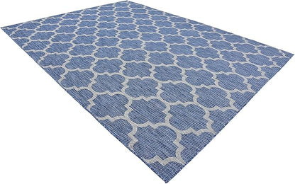 Unique Loom Outdoor Trellis Collection Area Rug (9' x 12' Rectangle, Navy Blue/ Ivory)