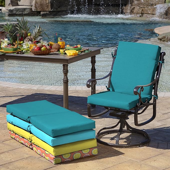 Arden Outdoor Dining Chair Cushion, 20 in x 20 in, Weather-Proof, Rain-Proof, Fade Resistant Patio Cushion for Patio, Dining, or Rocking Chairs 20 x 20, Lake Blue Leala