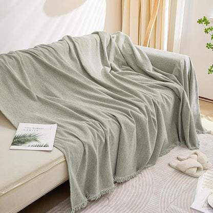 MEETSKY Simply Put Couch Cover Loveseat Sofa Cover for 2 Cushion Couch Sofa Cover Washable Sofa Throw Blanketr Decorative Modern Style for Living Room, 71" x 102", Sage Green