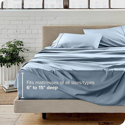 Bare Home King Sheet Set - Luxury 1800 Ultra-Soft Microfiber King Bed Sheets - Double Brushed - Deep Pockets - Easy Fit - 4 Piece Set - Bedding Sheets & Pillowcases (King, Dusty Blue)