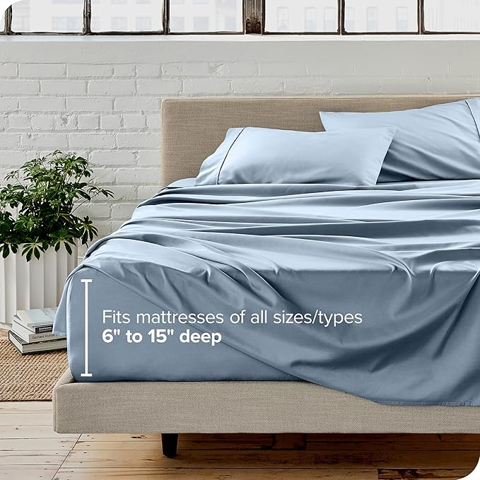 Bare Home California King Sheet Set - 1800 Ultra-Soft Microfiber Bed Sheets - Double Brushed - Deep Pockets - Easy Fit - 4 Piece Set - Bed Sheets (Cal King, Dusty Blue)